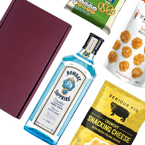Bombay Sapphire Gin 70cl Nibbles Hamper